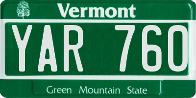 VT license plate YAR760