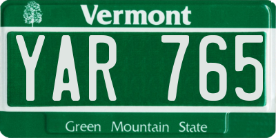 VT license plate YAR765