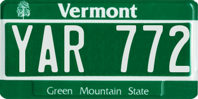 VT license plate YAR772