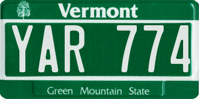 VT license plate YAR774