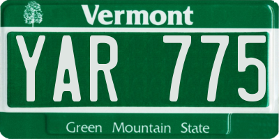 VT license plate YAR775