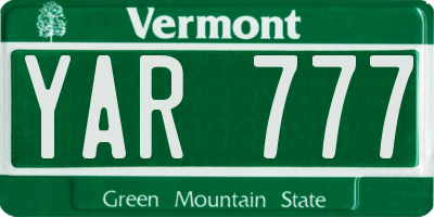 VT license plate YAR777