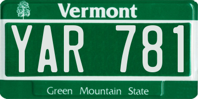 VT license plate YAR781