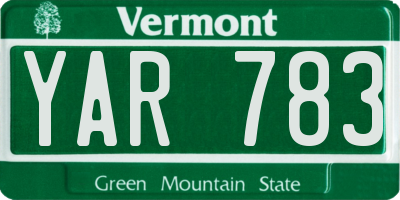 VT license plate YAR783