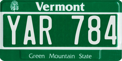VT license plate YAR784