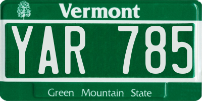 VT license plate YAR785