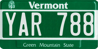 VT license plate YAR788