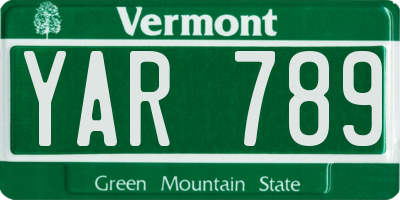 VT license plate YAR789