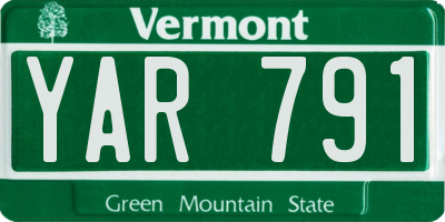 VT license plate YAR791