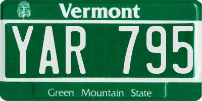 VT license plate YAR795