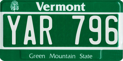 VT license plate YAR796