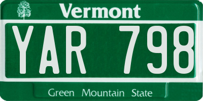 VT license plate YAR798