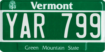 VT license plate YAR799