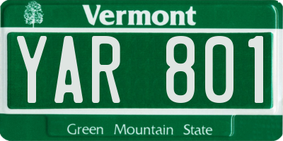 VT license plate YAR801