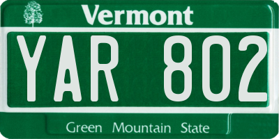VT license plate YAR802