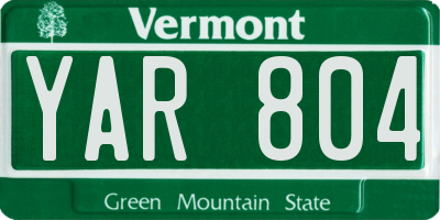 VT license plate YAR804