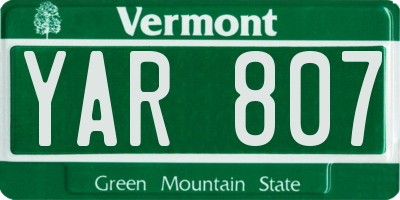 VT license plate YAR807