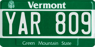 VT license plate YAR809