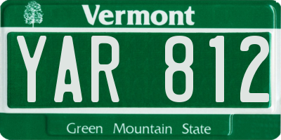 VT license plate YAR812