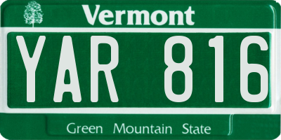 VT license plate YAR816