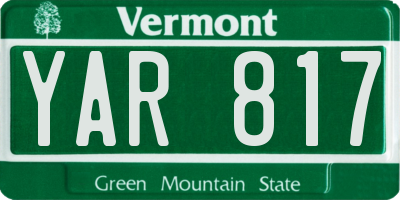 VT license plate YAR817