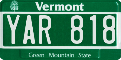 VT license plate YAR818