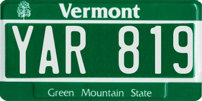 VT license plate YAR819