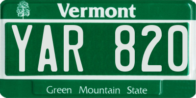 VT license plate YAR820