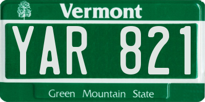VT license plate YAR821
