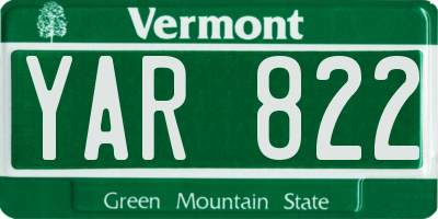 VT license plate YAR822