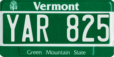 VT license plate YAR825