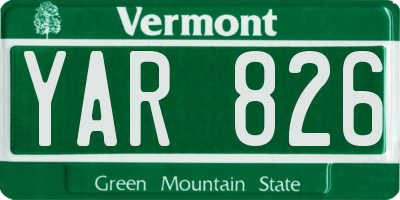 VT license plate YAR826