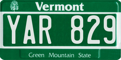 VT license plate YAR829