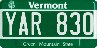 VT license plate YAR830