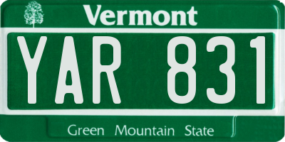 VT license plate YAR831
