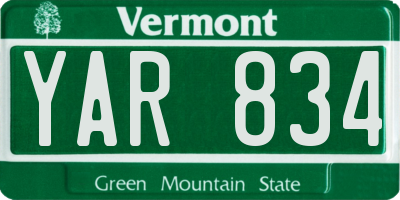 VT license plate YAR834