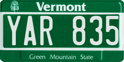 VT license plate YAR835