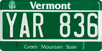 VT license plate YAR836
