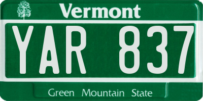 VT license plate YAR837