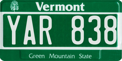 VT license plate YAR838