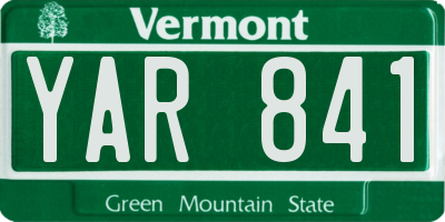 VT license plate YAR841