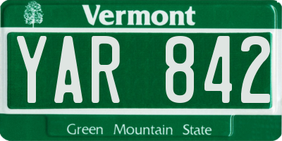 VT license plate YAR842