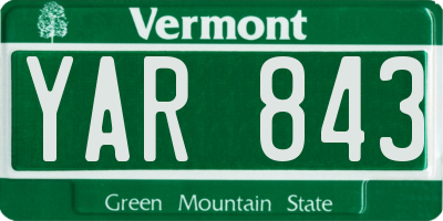 VT license plate YAR843