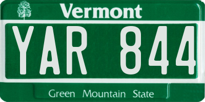 VT license plate YAR844