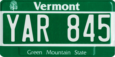 VT license plate YAR845