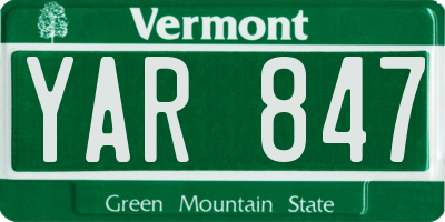 VT license plate YAR847