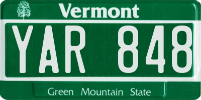 VT license plate YAR848