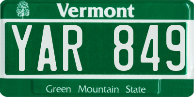 VT license plate YAR849