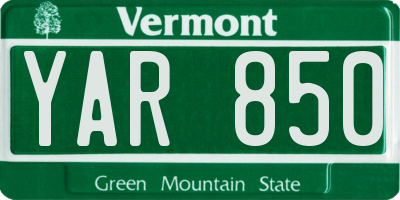 VT license plate YAR850