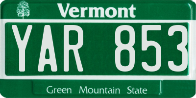 VT license plate YAR853